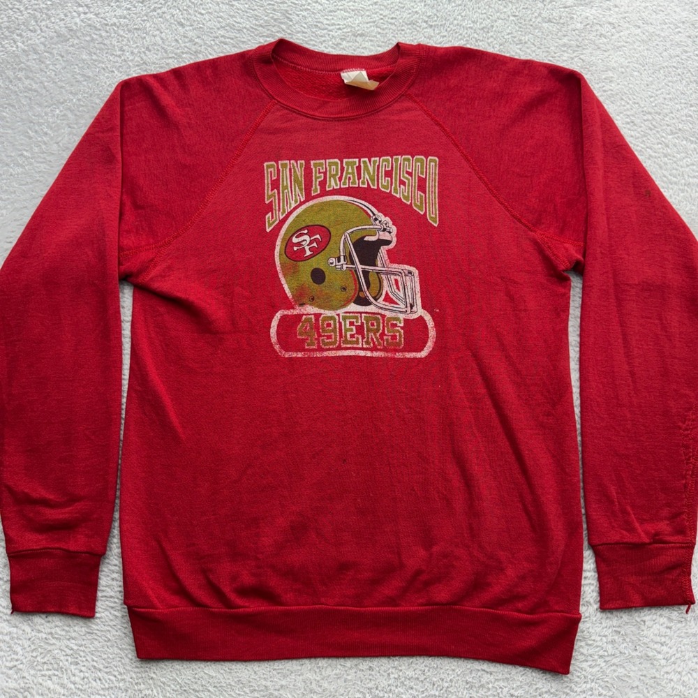 Vintage Discus Athletic San Francisco 49ers Sweatshirt Mens Large Red USA Made
